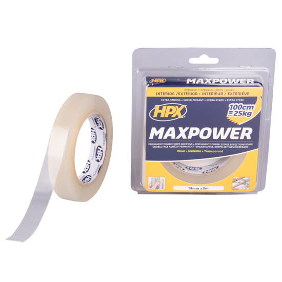 Afbeeldingen van MAX POWER TRANSPARENT BEVESTIGINGSTAPE - 19MM X 5M