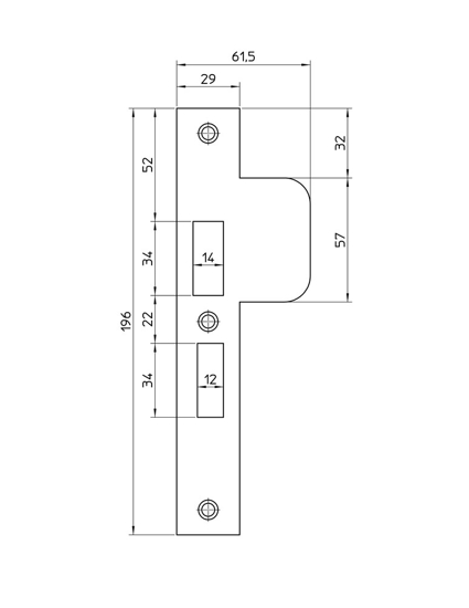 Afbeeldingen van SLUITPLAAT VP 4119/17/T DR.2+4 LS RECHTHOEKIG