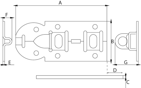 Afbeeldingen van ZG 140BV / HANGSLOTROLSCHUIF VLAK 140MM VERZINKT