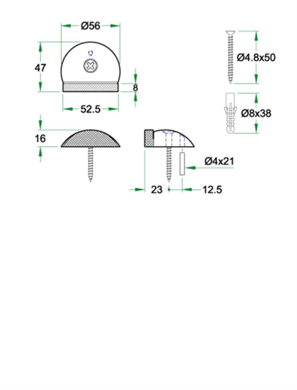 Afbeeldingen van DEURBUFFER VLOERMONTAGE ø56X47MM ZWART