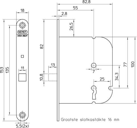 Afbeeldingen van 1400 SERIE|1436-55 DR.1+3 INSTEEK KASTSLOT