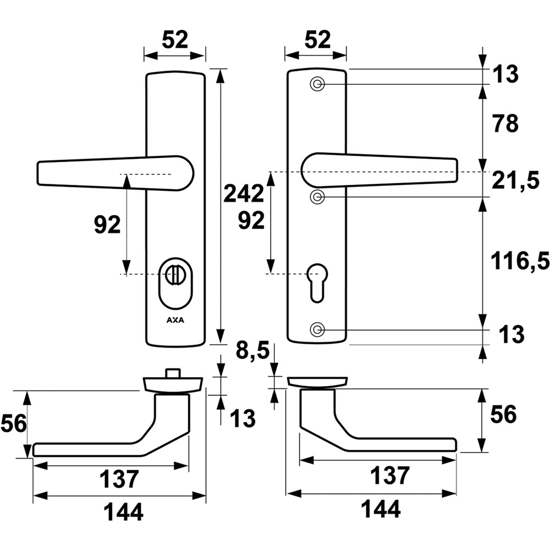 Afbeeldingen van VEILIGHEIDSBESLAG PREMIUM KRUK ARROW PC92 ANTI-KERNTREK/242X52X13/ALU. GESL. F1/SKG3